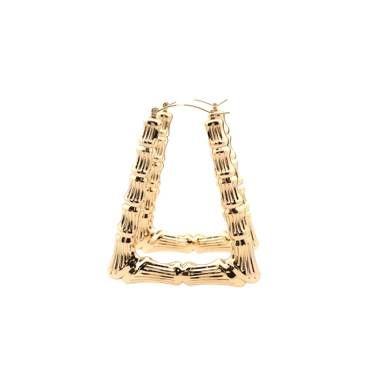 The One Jewelry New Bamboo Rectangle Earrings - Gold Style - Image 4