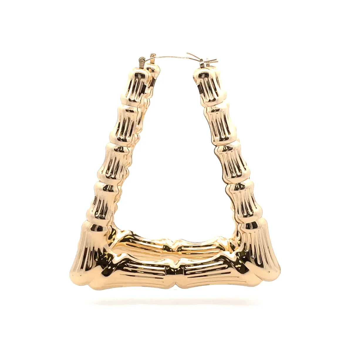 The One Jewelry New Bamboo Rectangle Earrings - Gold Style - Image 5