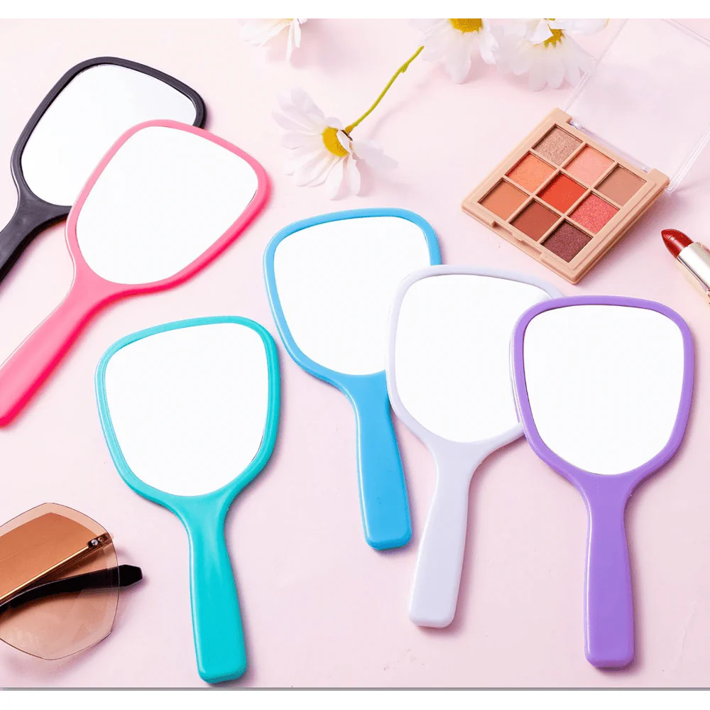 TV Hand Mirror Styling Mirror with Handle - White