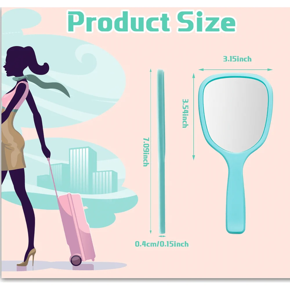 TV Hand Mirror Styling Mirror with Handle - White - Image 4