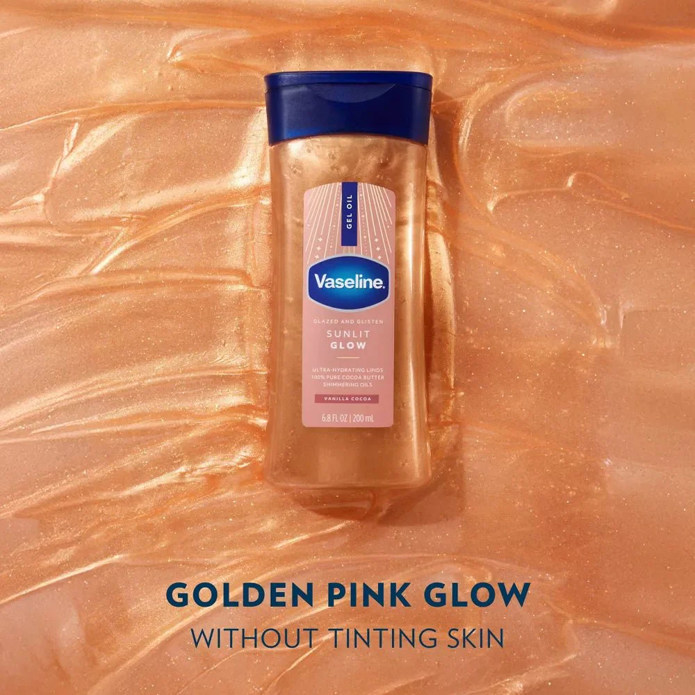 Vaseline Glazed & Glisten Vanilla Cocoa Shimmering Gel Body Oil – 6.8oz - Image 14