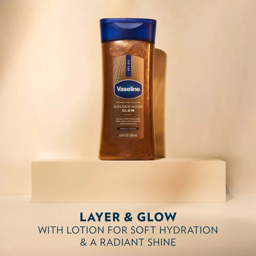 Vaseline Glazed & Glisten Vanilla Cocoa Shimmering Gel Body Oil – 6.8oz - Image 3
