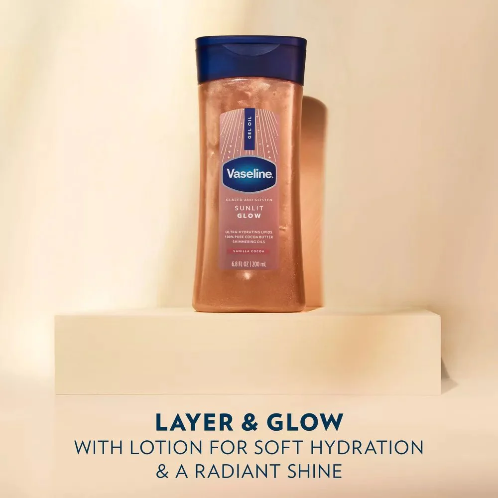 Vaseline Glazed & Glisten Vanilla Cocoa Shimmering Gel Body Oil – 6.8oz - Image 8